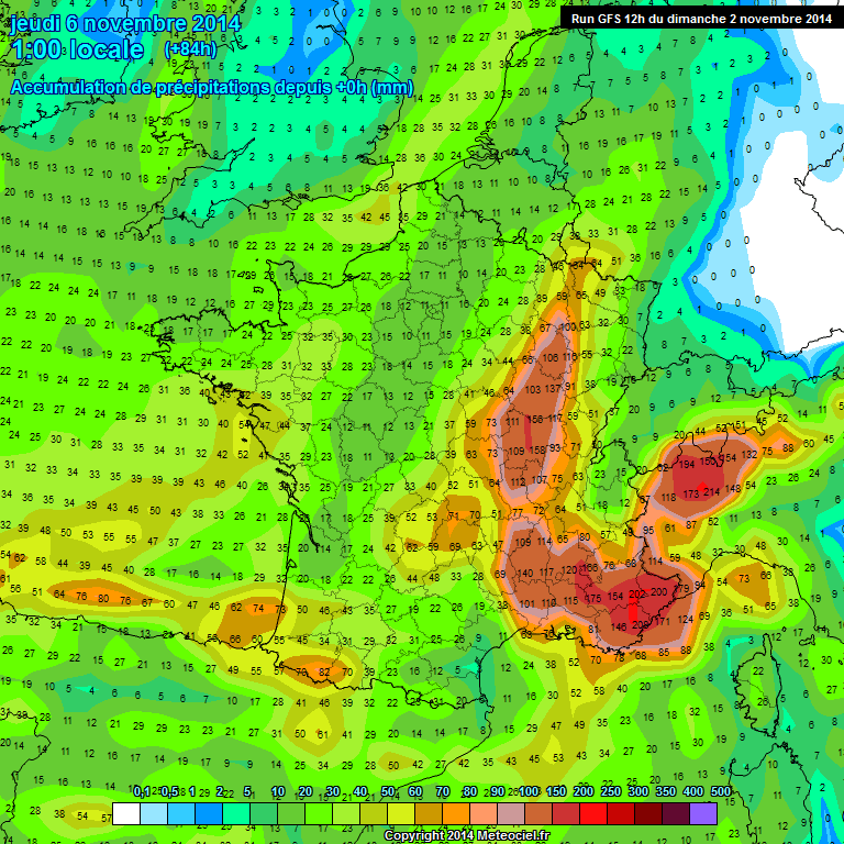 Accumulation de pr&amp;amp;amp;amp;eacute;cipitations par GFS 50km