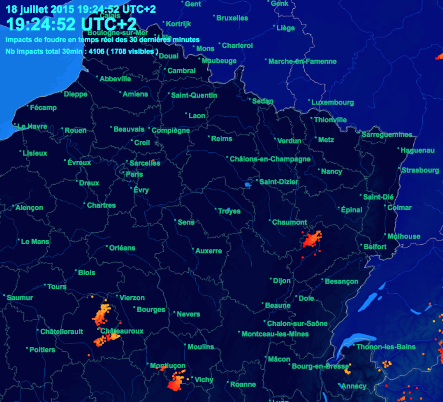 Impacts de foudre — www.meteociel.fr