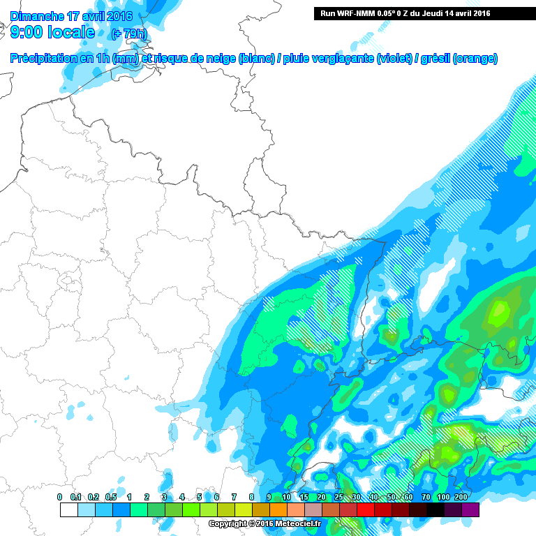 Simulation précipitations pour dimanche matin. — www.meteociel.fr 