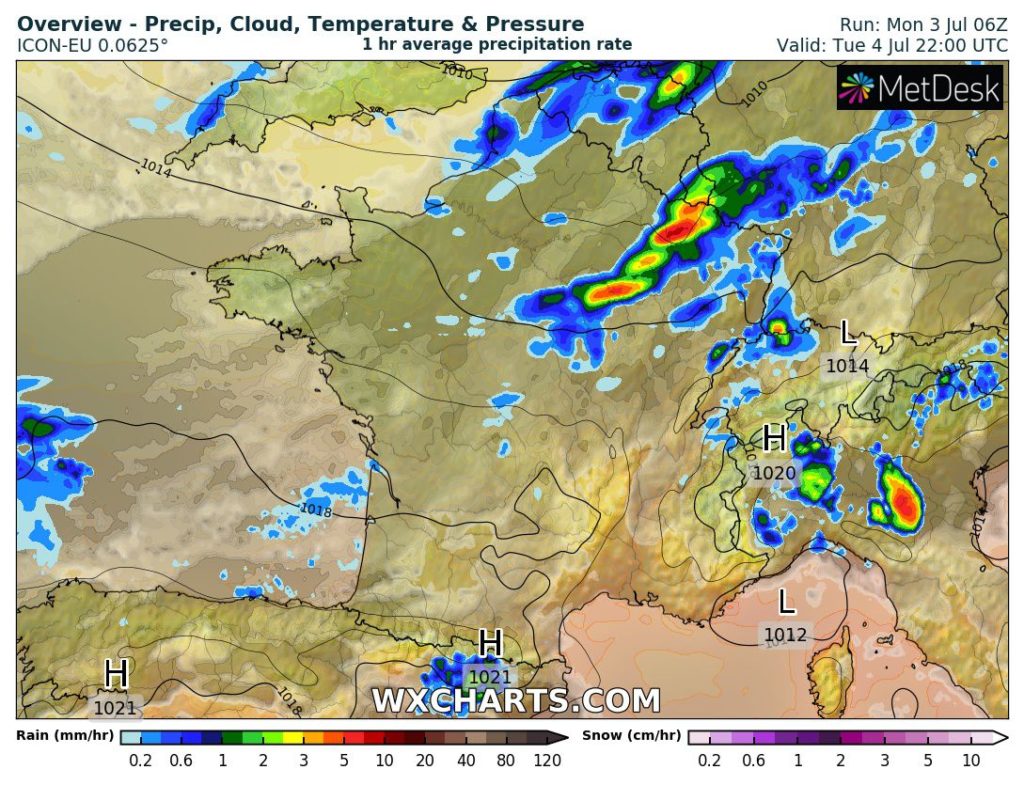 Des pluies et orages parfois forts sont annoncés en Lorraine pour la soirée de mardi.